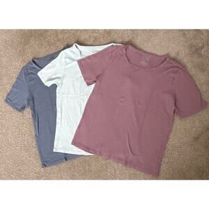 Lucky Brand Ribbed T Shirt Bundle Womens XL Short Sleeve Stretch 3 Bundle